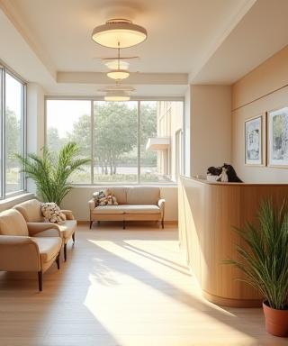 Intérieur de la clinique avec espace d’accueil chaleureux